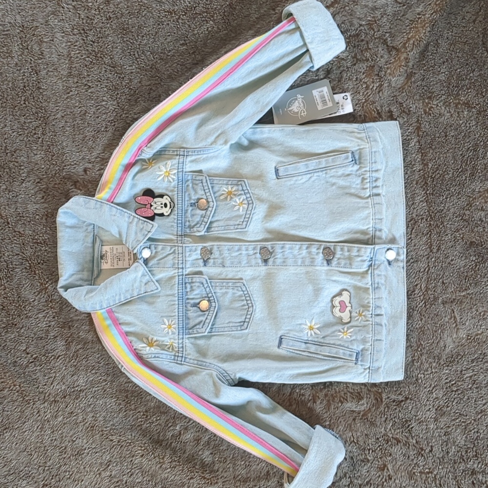 NWT Disney Denim Jean Jacket Minnie Mouse Kid Toddler Girls 5/6 XS